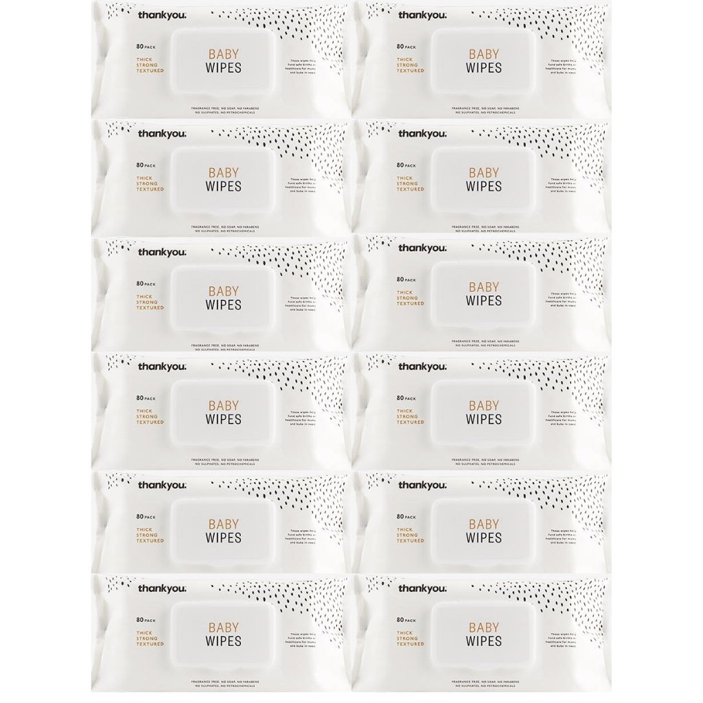 Thankyou Thick Baby Wipes BULK 12x80 - The Nappy Shop