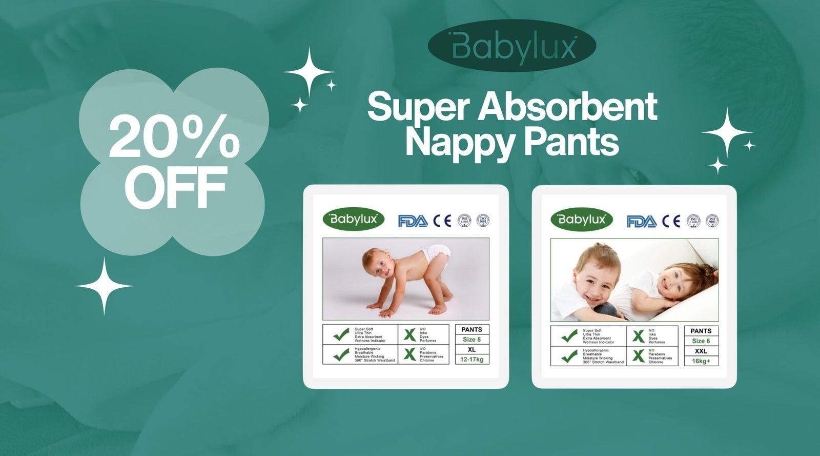 20% Off Babylux Super Absorbent Nappy Pants
