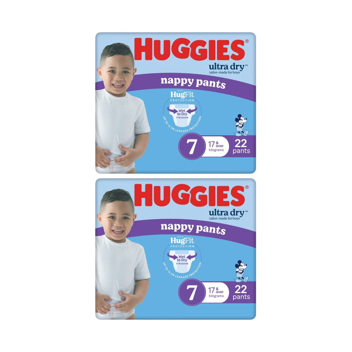 Huggies Ultra Dry Nappy Pants Size 7 Boy 17kg+ Bulk Buy