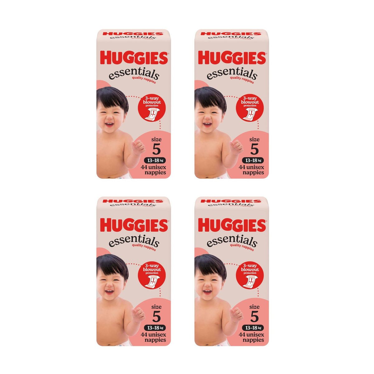 Huggies Essentials Nappies Size 5 - Bulk 4x44 - The Nappy Shop