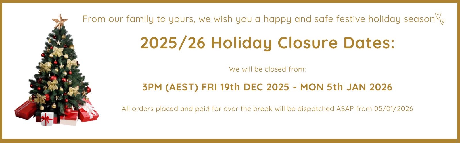 2025/26 Holiday Closure Dates