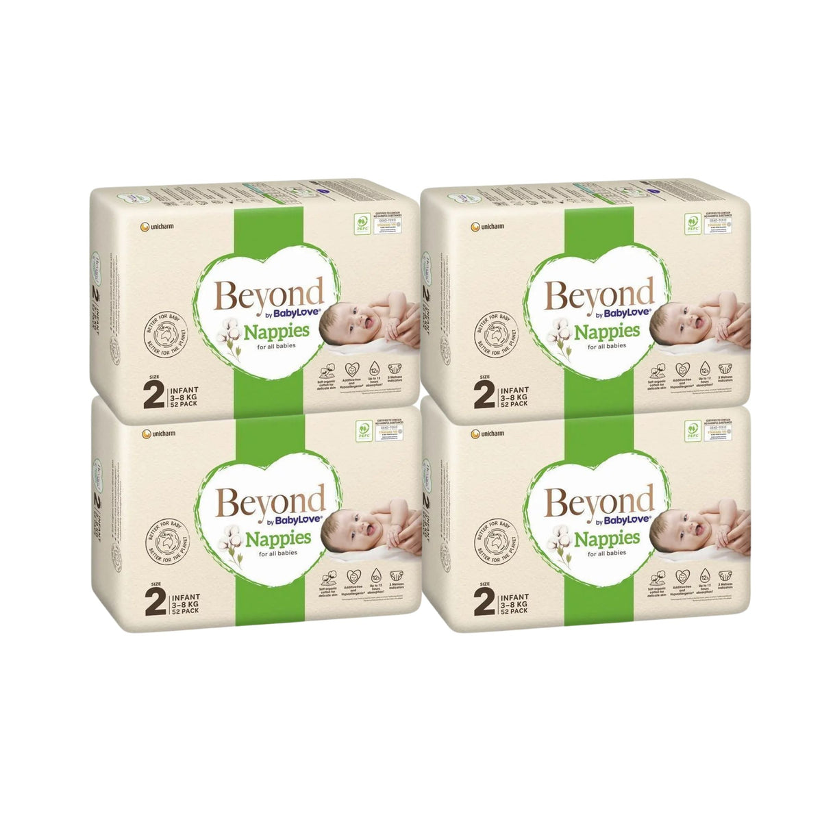 Babylove Beyond Nappies Size 2 - Bulk 4x52 - The Nappy Shop