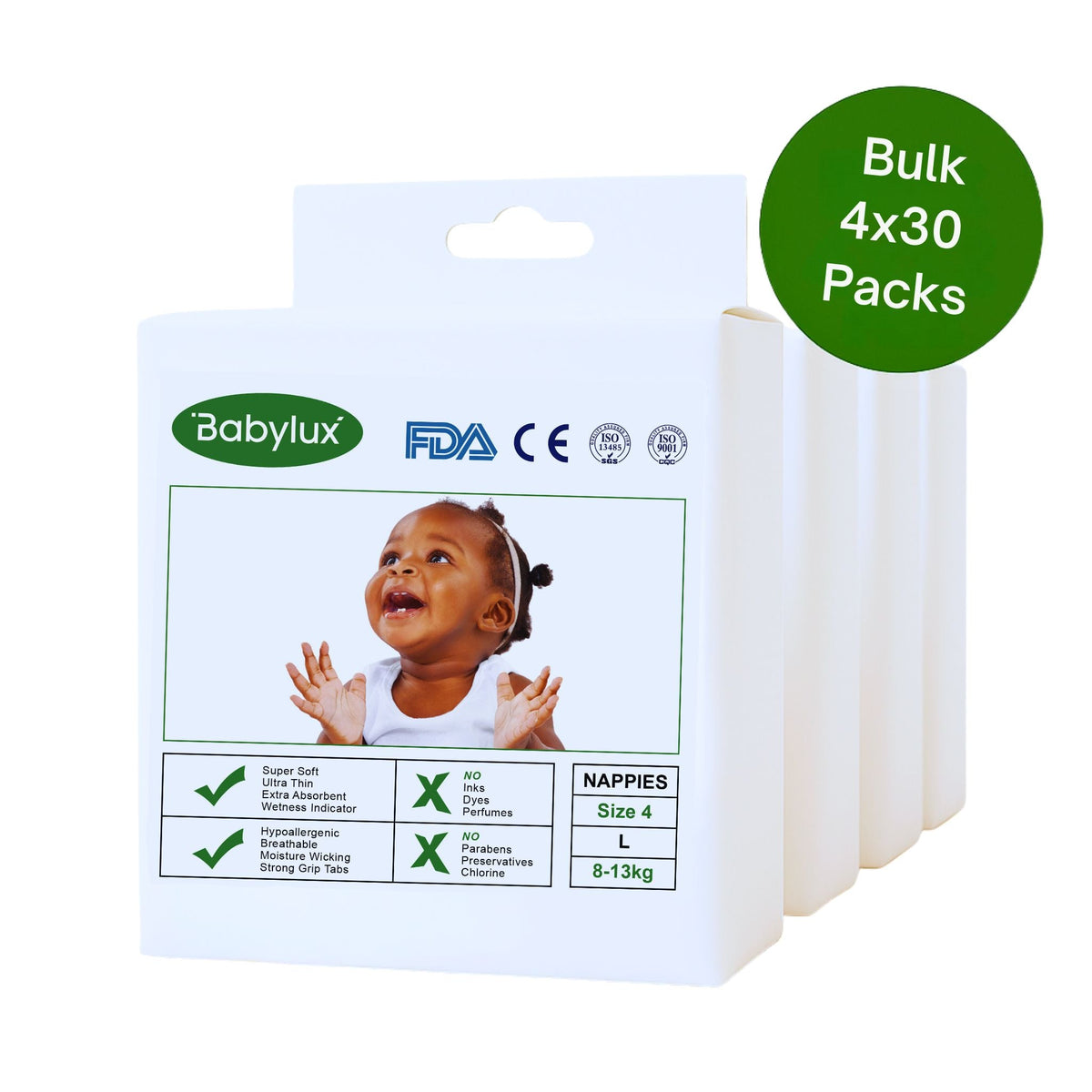 Babylux Nappies Size 4 - Bulk 4x30 - The Nappy Shop