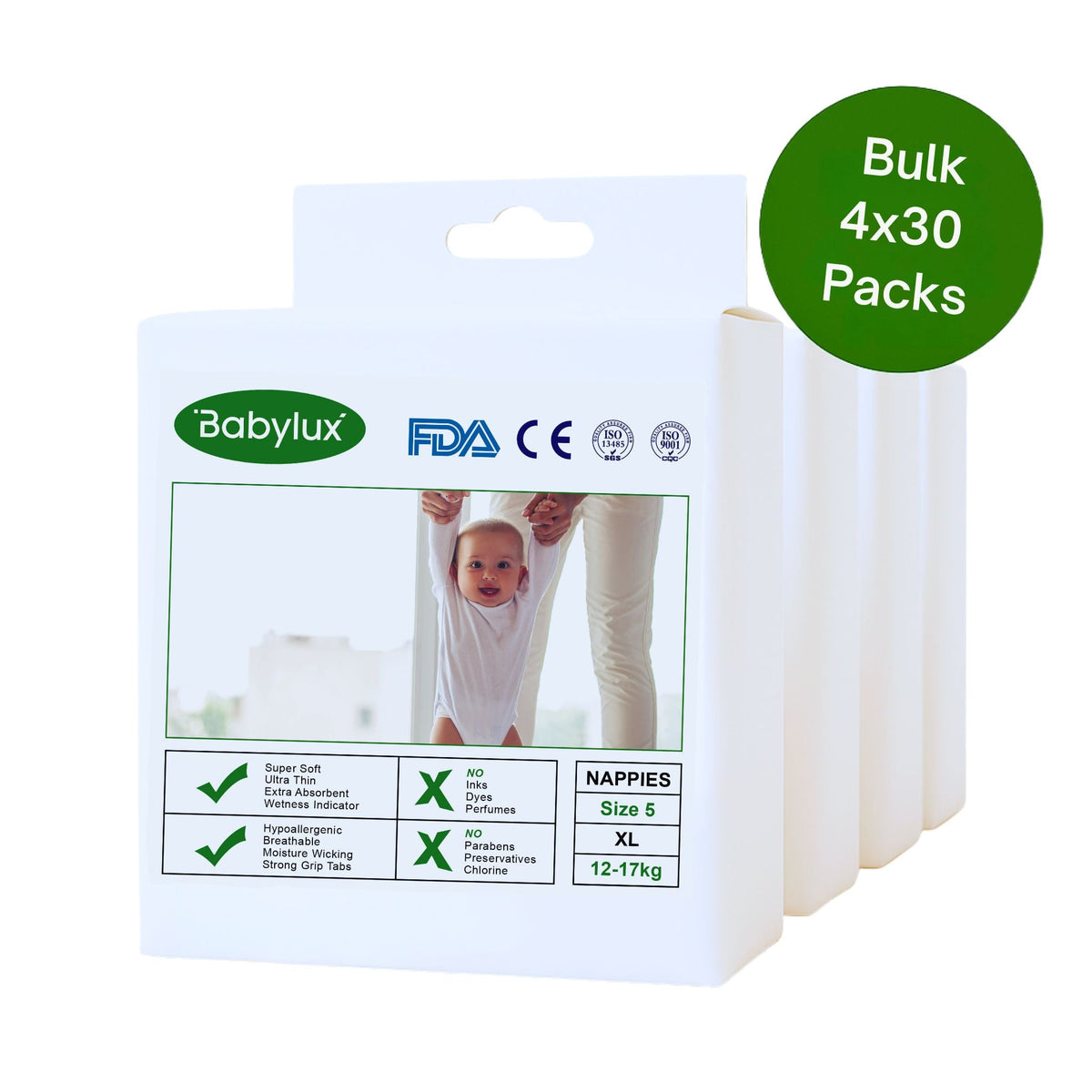 Babylux Nappies Size 5 - Bulk 4x30 - The Nappy Shop