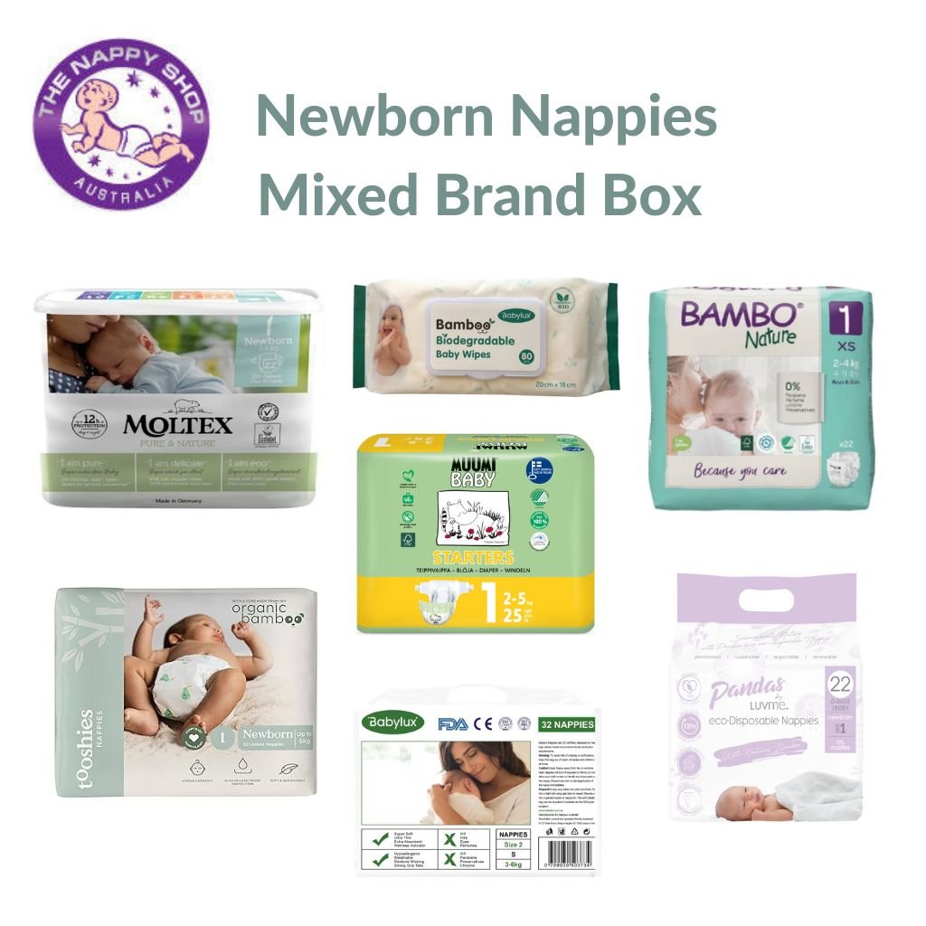 ECO Newborn Nappies Mixed Brand Box - 6 Packs - The Nappy Shop