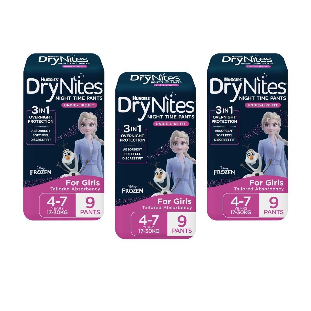 Huggies DryNites 4 - 7 years for Girls - Bulk 3x9 - The Nappy Shop