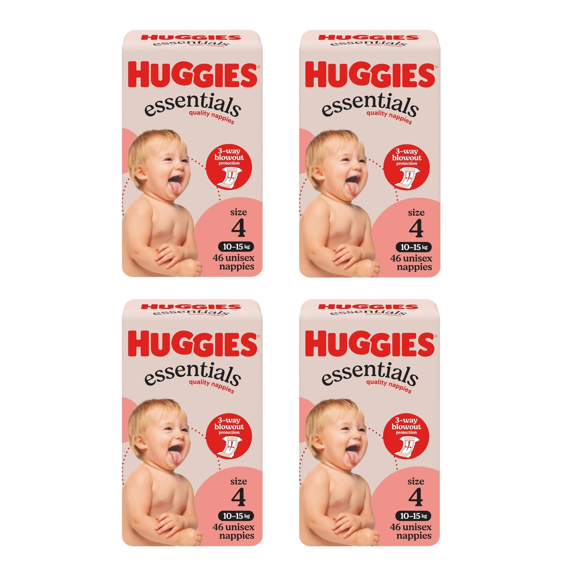 Huggies Essentials Nappies Size 4 - Bulk 4x46 - The Nappy Shop