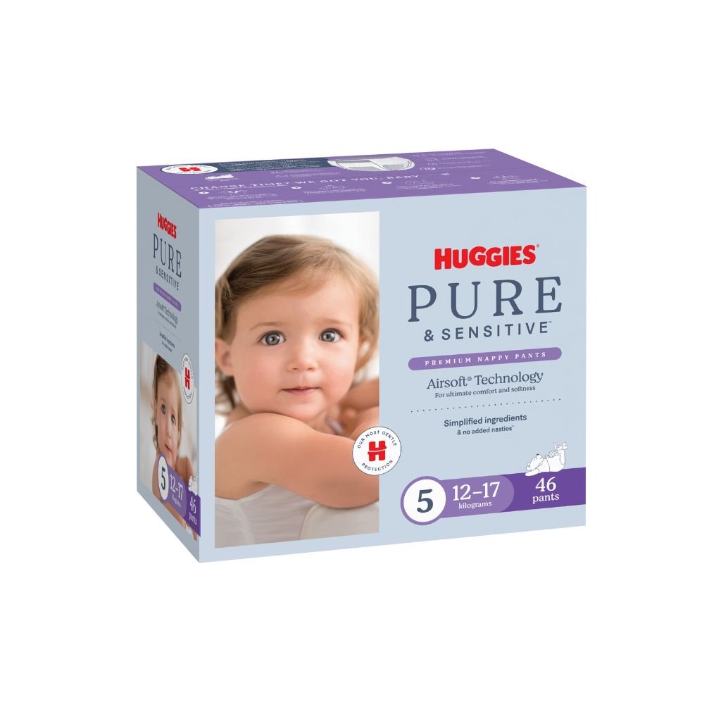 Huggies Nappy Pants Pure &amp; Sensitive Size 5 - 46 Pack - The Nappy Shop