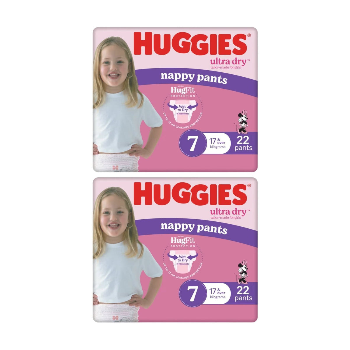 Huggies Nappy Pants Ultra Dry Size 7 Girl - Bulk 2x22 - The Nappy Shop