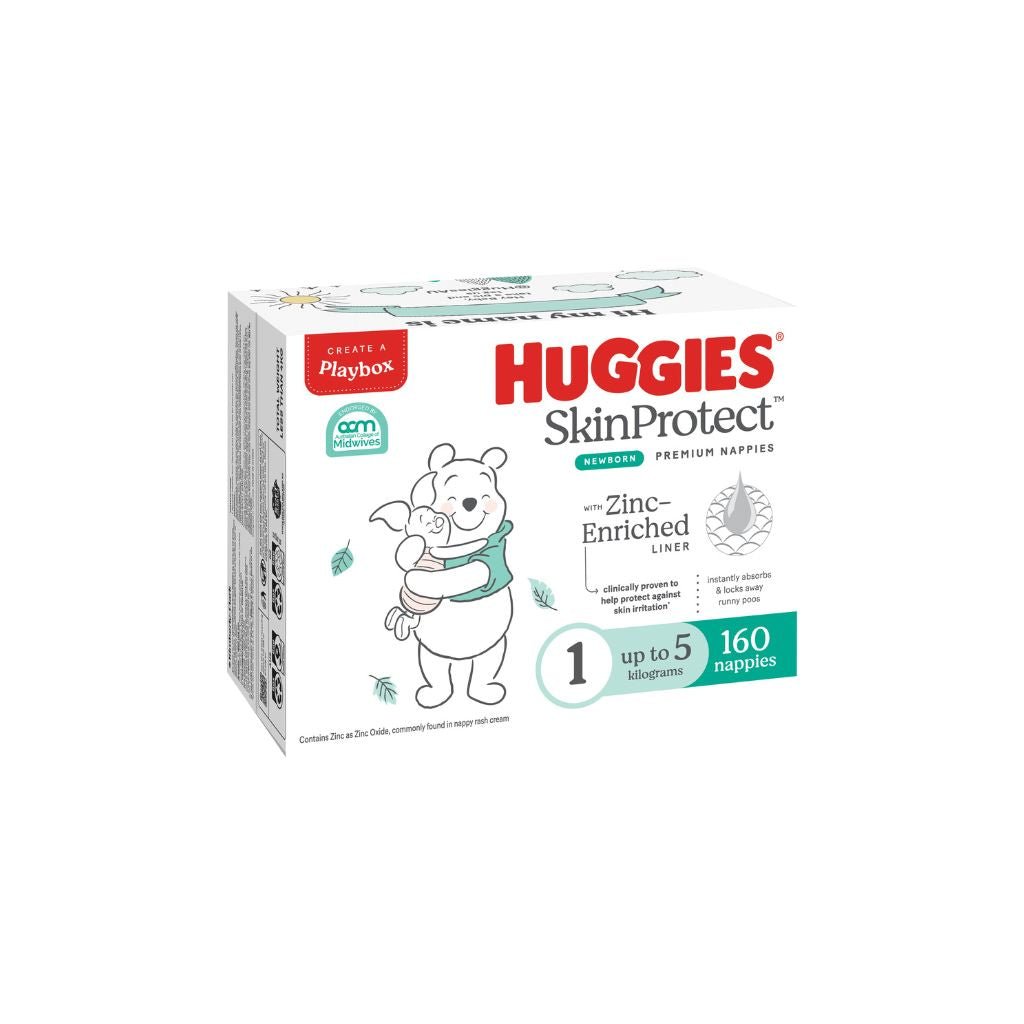Huggies Skin Protect Nappies Size 1 Newborn - Bulk 160 Pack - The Nappy Shop