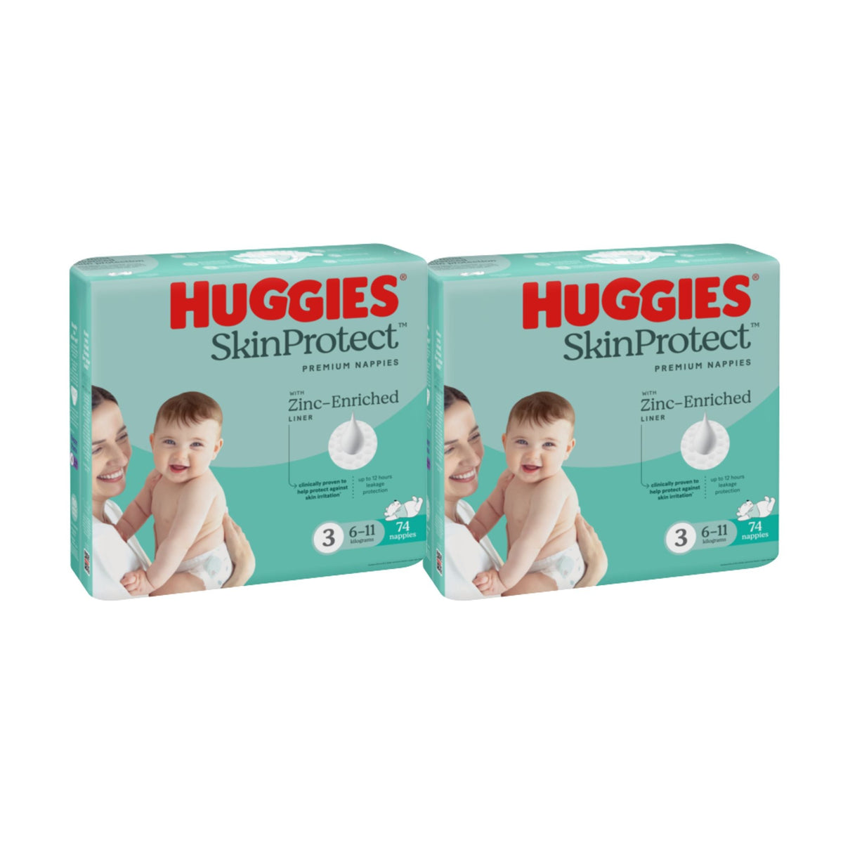 Huggies Skin Protect Nappies Size 3 - Bulk 2x74 - The Nappy Shop