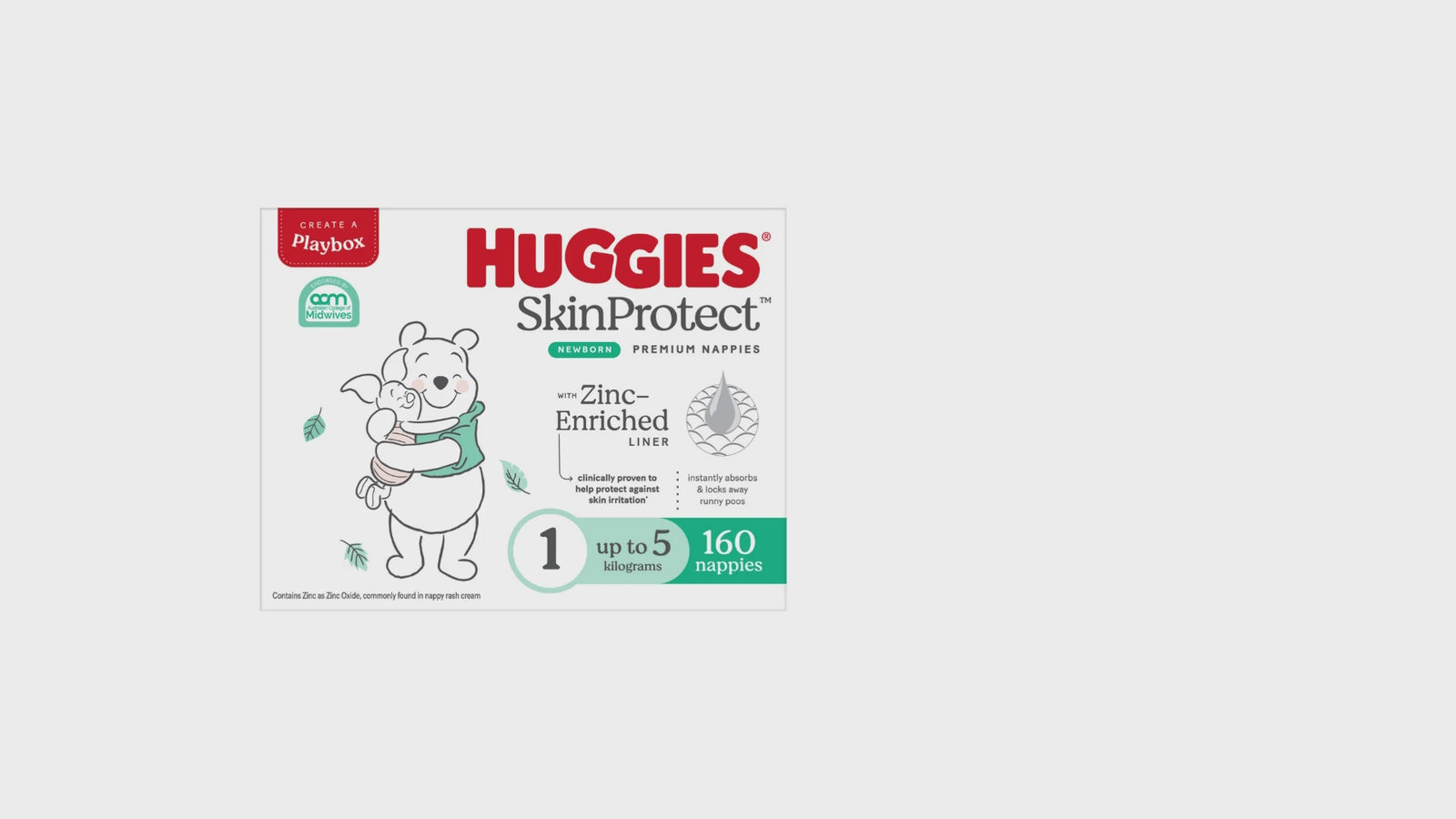 Video showing Huggies Skin Protect Nappies Size 1 Newborn 160 Pack – front and back bulk pack overview at The Nappy Shop