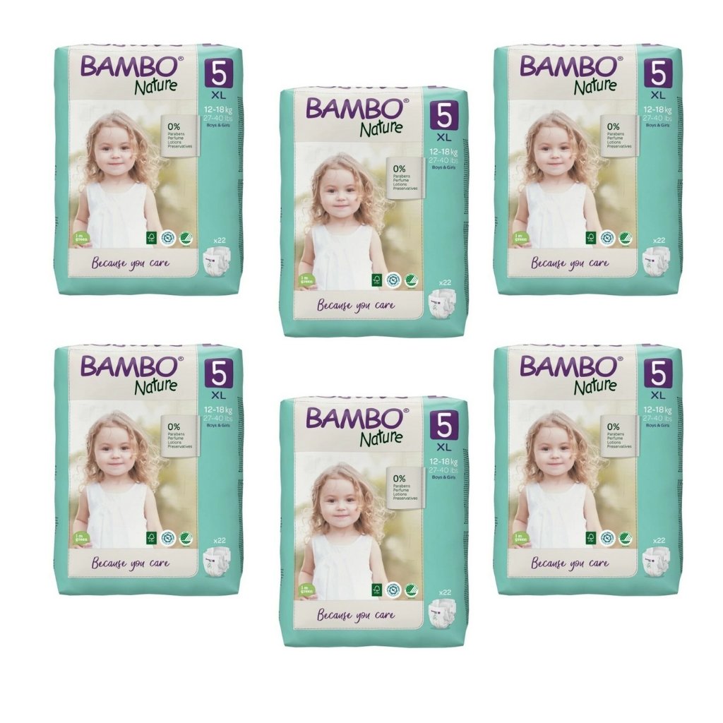 Bambo Nature Nappies Size 5 - Bulk 6x22 - The Nappy Shop