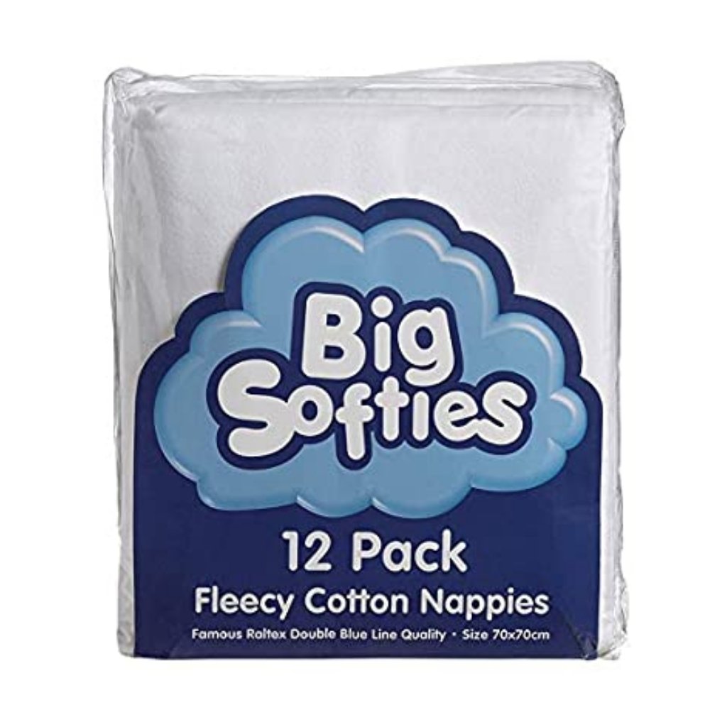 Big Softies Fleecy Flannelette Nappies - 12 Pack - The Nappy Shop