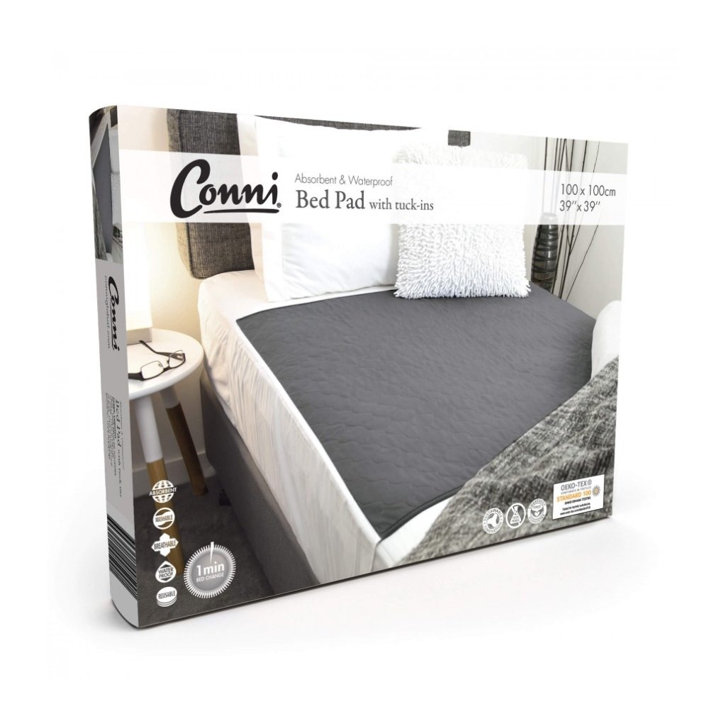 Conni Bed Pad with Tuck-Ins - Charcoal - The Nappy Shop