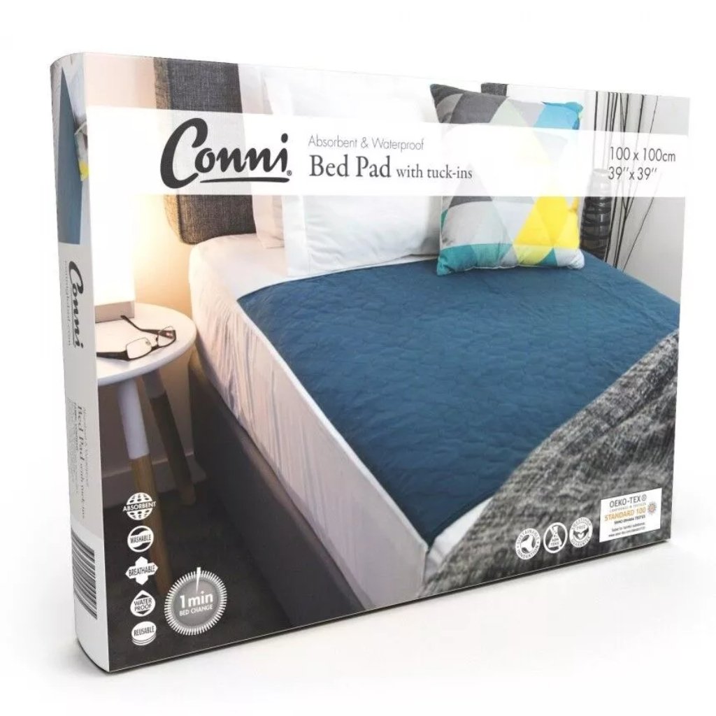 Conni Bed Pad with Tuck-Ins - Navy - The Nappy Shop