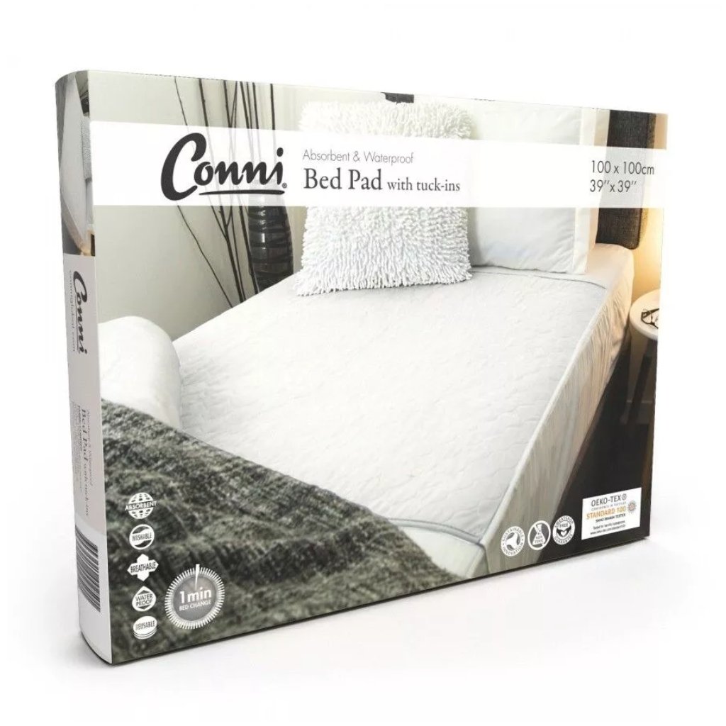 Conni Bed Pad with Tuck-Ins - White - The Nappy Shop