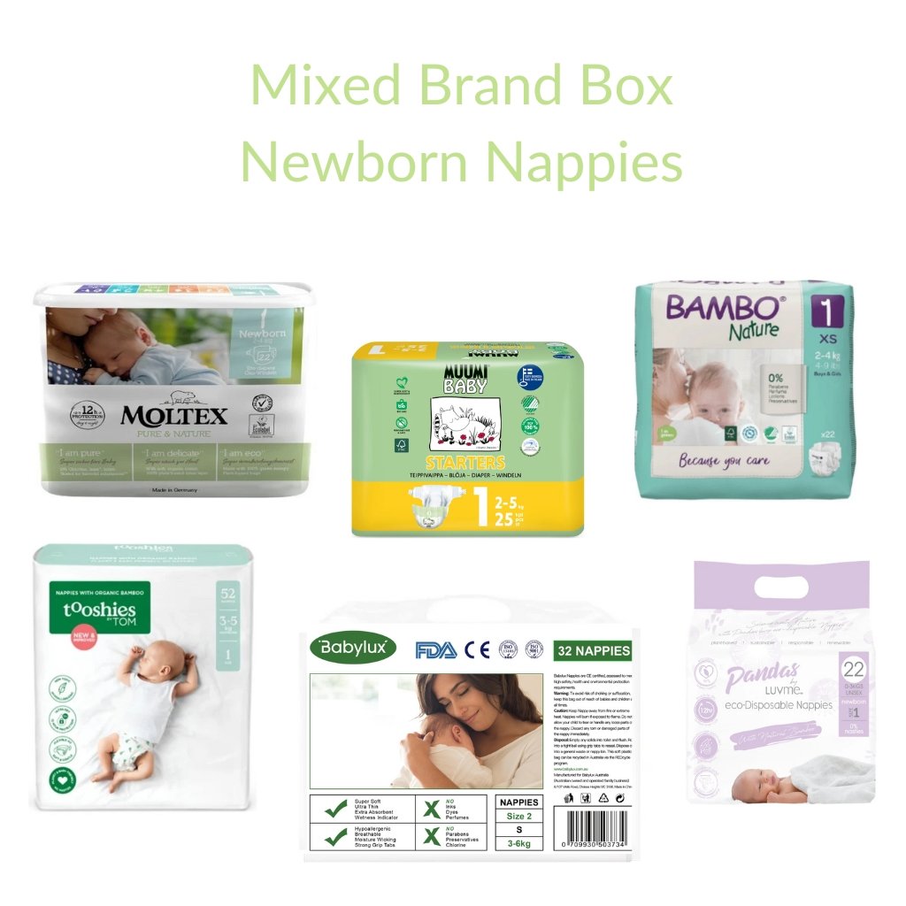 ECO Newborn Nappies Mixed Brand Box - 6 Packs - The Nappy Shop