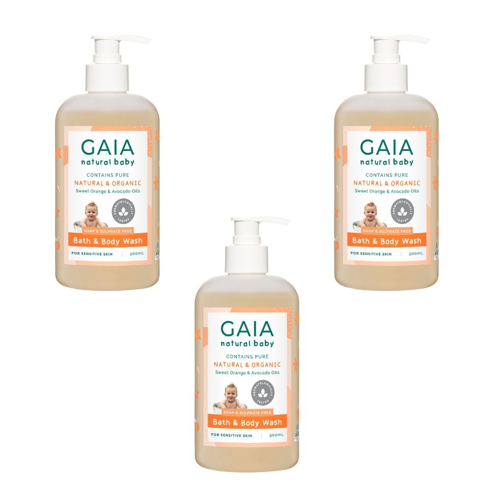 Gaia Natural Baby Bath and Body Wash - Bulk 3x500ml - The Nappy Shop
