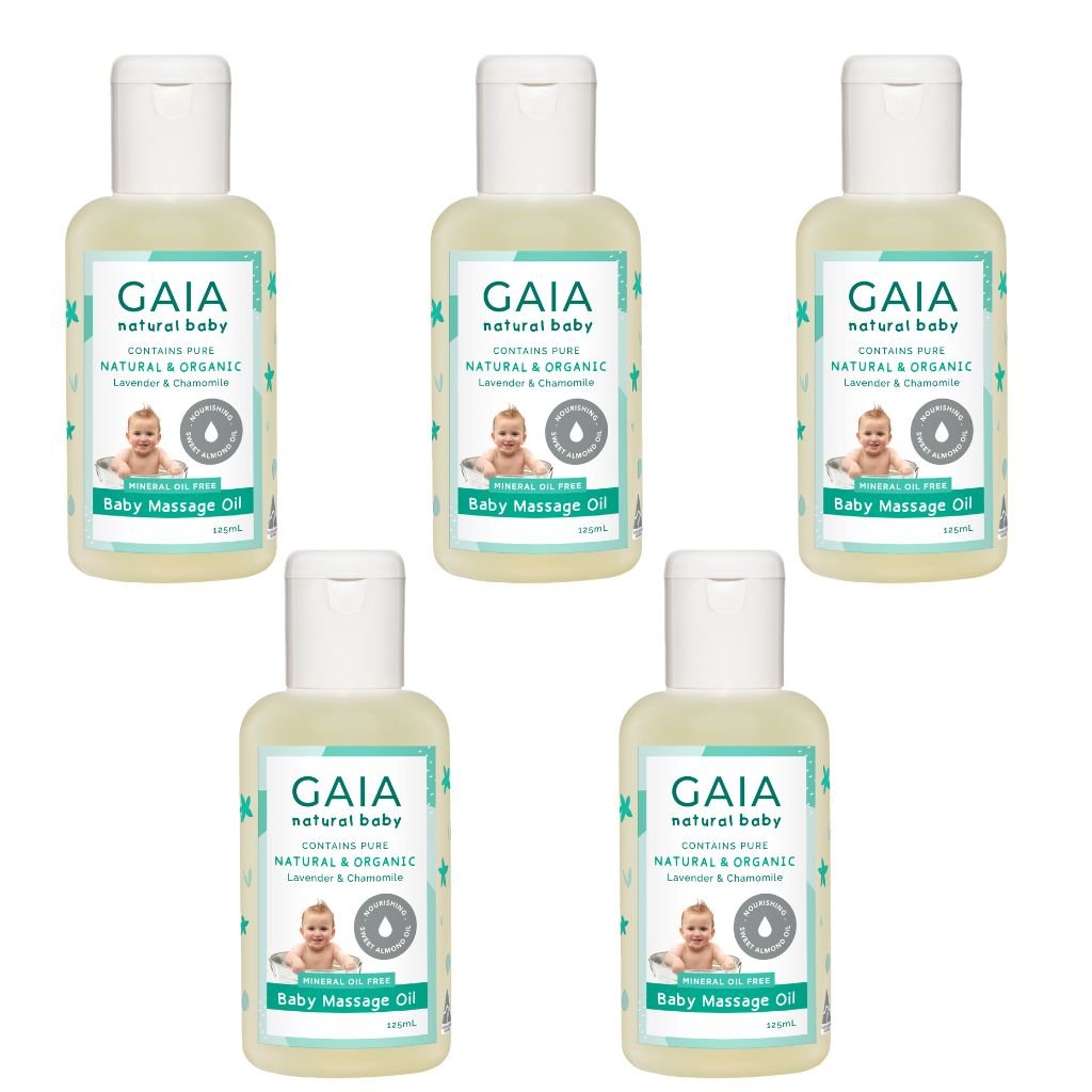 Gaia Natural Baby Massage Oil - Bulk 5x125ml - The Nappy Shop