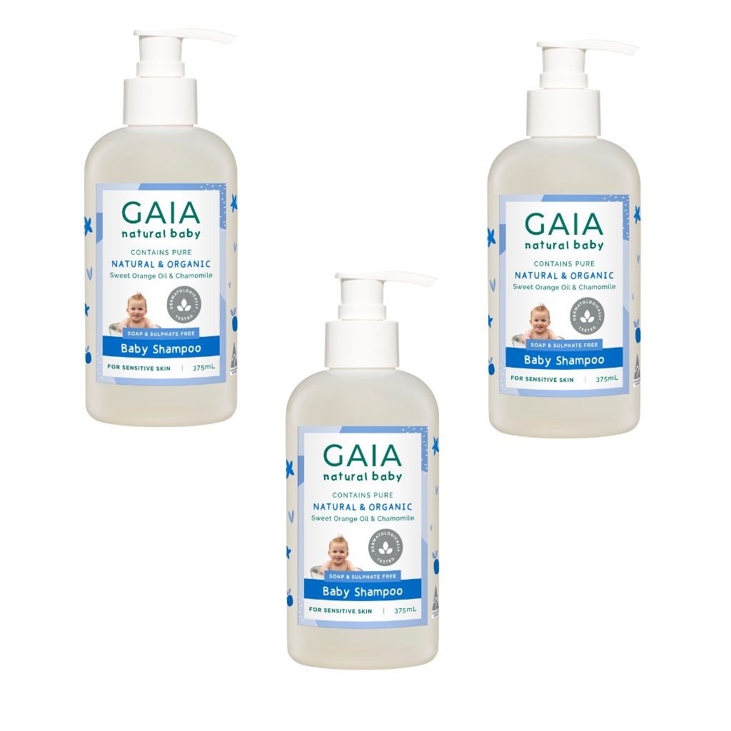 Gaia Natural Baby Shampoo - Bulk 3x375ml - The Nappy Shop