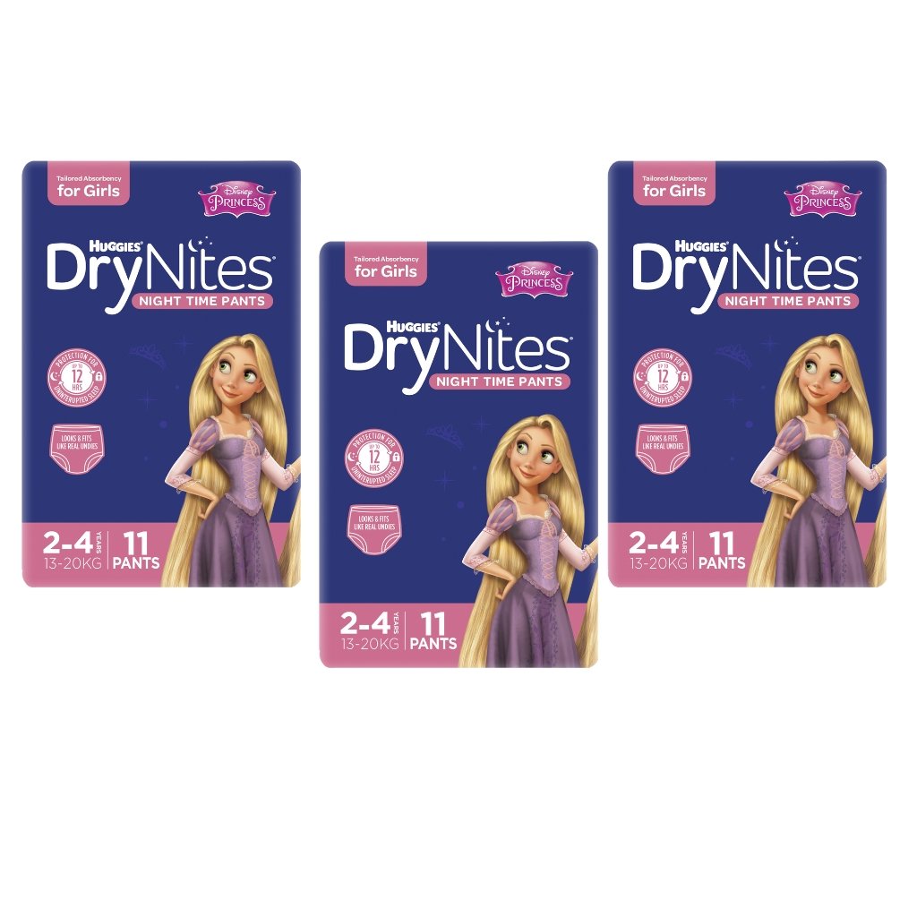 Huggies DryNites 2-4 years for Girls - Bulk 3x11 - The Nappy Shop