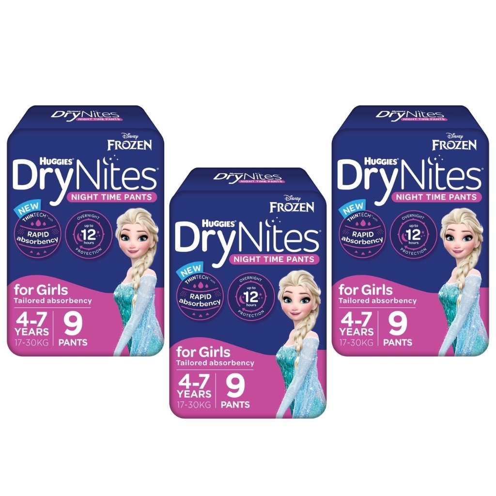 Huggies DryNites 4-7 years for Girls - Bulk 3x9 - The Nappy Shop