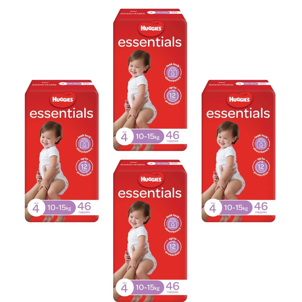 Huggies Essentials Nappies Size 4 - Bulk 4x46 - The Nappy Shop