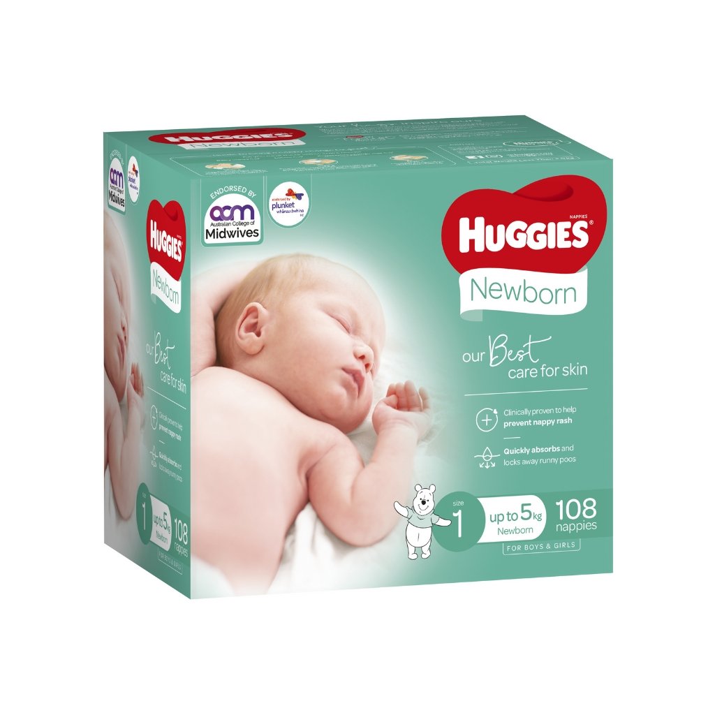 Huggies Ultimate Newborn Nappies Size 1 - 108 Pack - The Nappy Shop