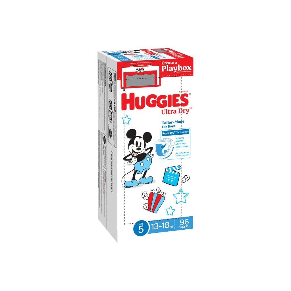 Huggies Ultra Dry Nappies Size 5 Walker Boy - 96 Pack - The Nappy Shop