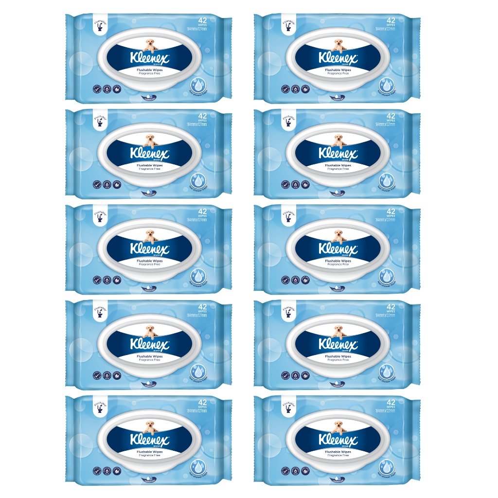 Kleenex Flushable Wipes Unscented - Bulk 10x42 - The Nappy Shop
