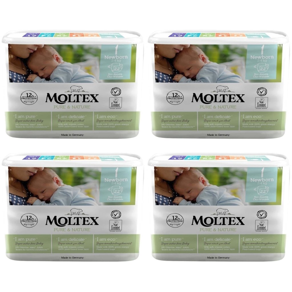 Moltex Nature Nappies Size 1 Newborn - Bulk 4x22 - The Nappy Shop