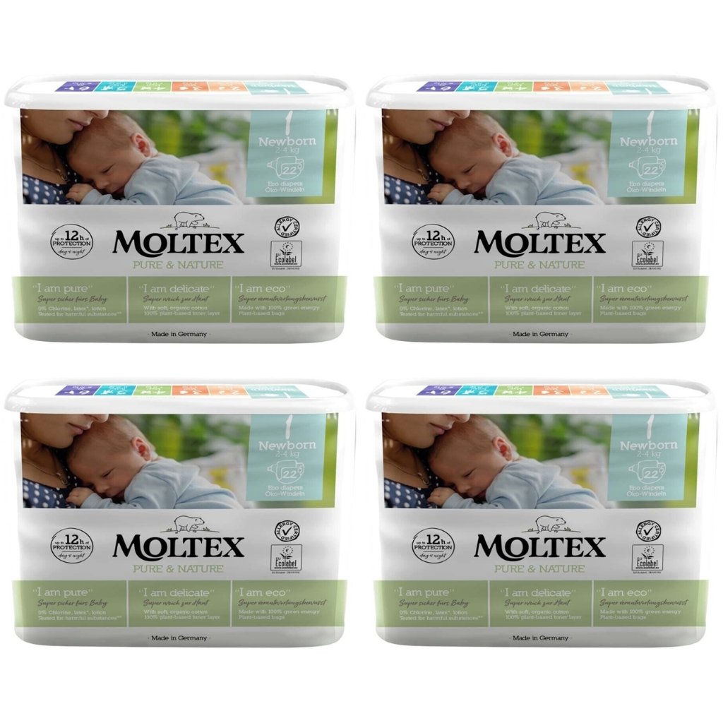 Moltex Nature Nappies Size 1 Newborn - Bulk 4x22 - The Nappy Shop