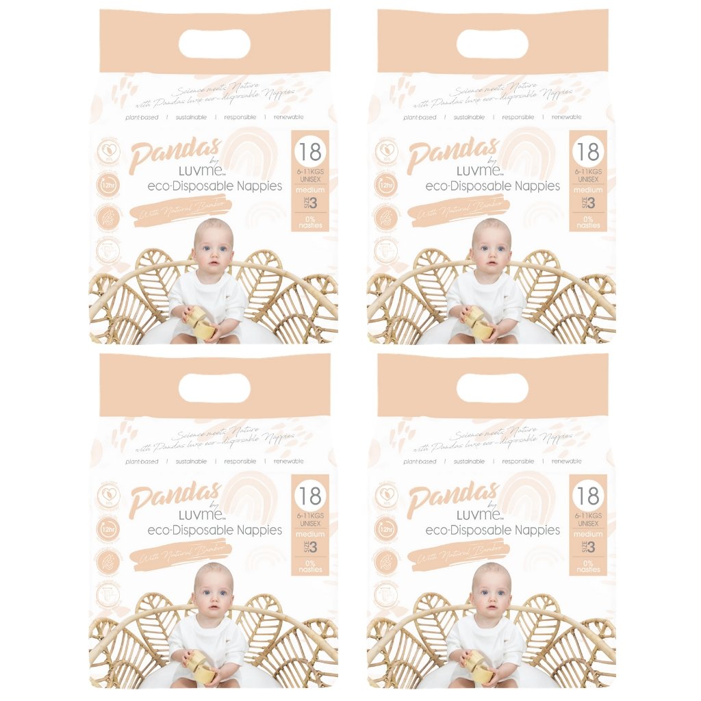 Pandas by Luvme Eco Nappies Size 3 - Bulk 4x18 - The Nappy Shop