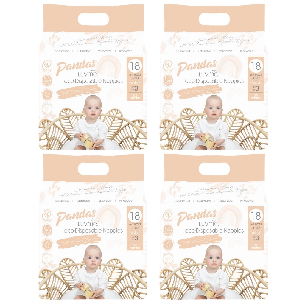 Pandas by Luvme Eco Nappies Size 3 - Bulk 4x18 - The Nappy Shop