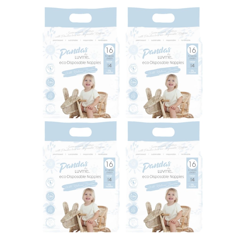 Pandas by Luvme Eco Nappies Size 4 - Bulk 4x16 - The Nappy Shop