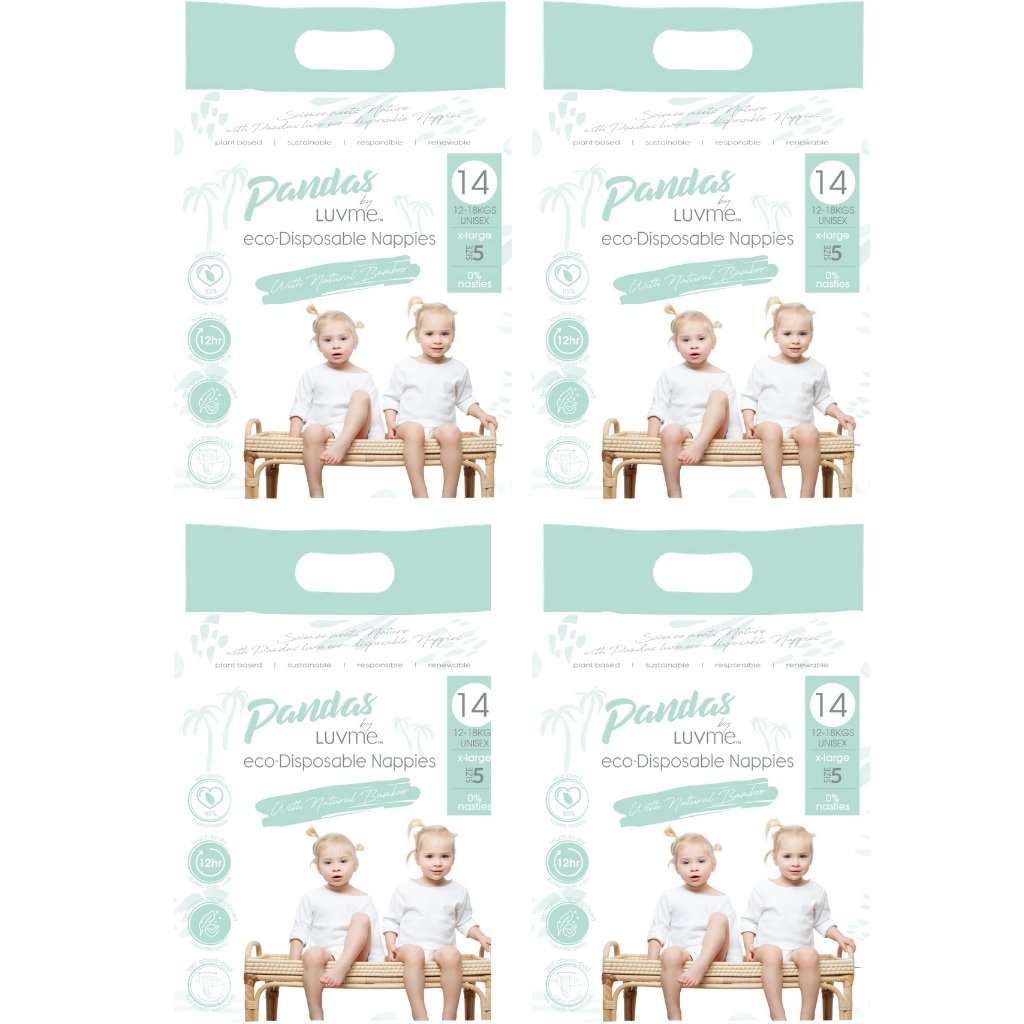 Pandas by Luvme Eco Nappies Size 5 - Bulk 4x14 - The Nappy Shop