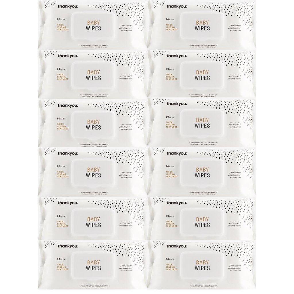 Thankyou Thick Baby Wipes BULK 12x80 - The Nappy Shop